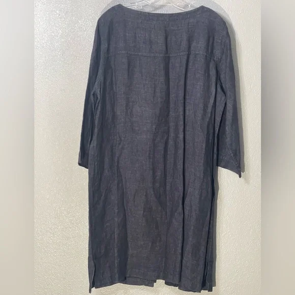 Eileen Fisher Charcoal Button-Up Dress - Size L - Picture 4 of 4